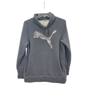 Puma Sweatshirt Pullover Cowl Neck with Pockets Long Sleeve Gray Women's Size XL
